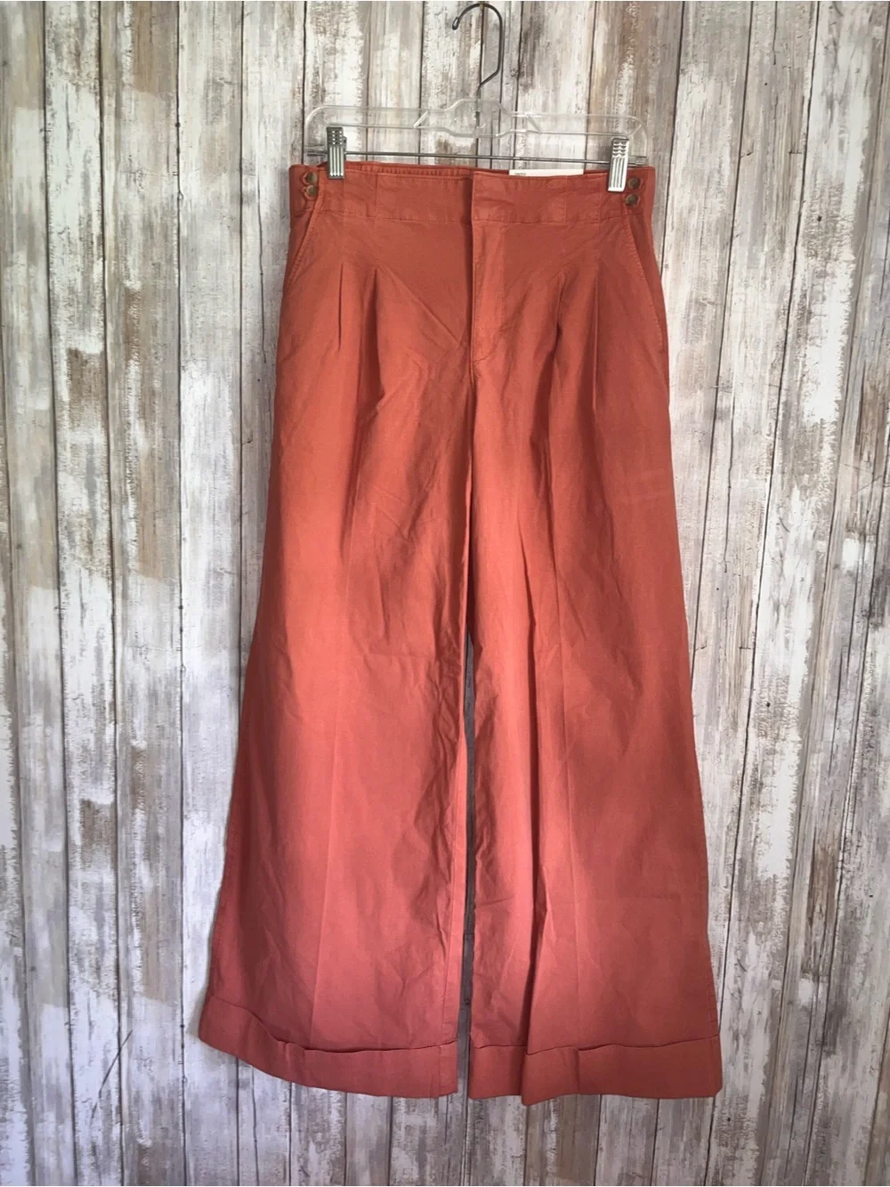 American Eagle Poplin Pull On Wide Leg Pants Lyocell Blend Rust Size 2 NWT - Picture 2 of 5